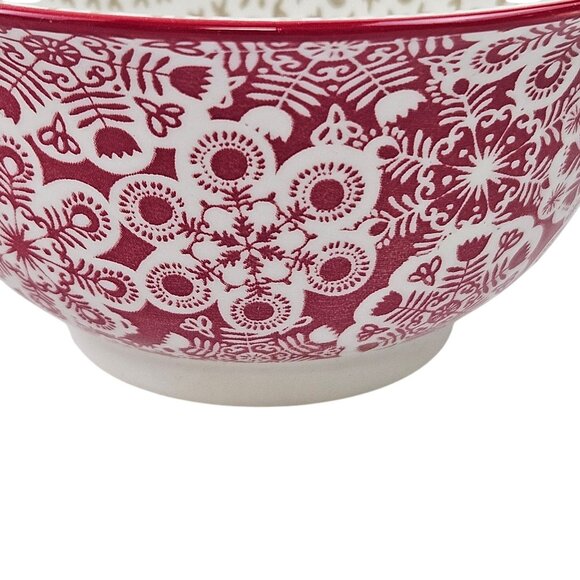 Hallmark Red Ceramic Bowls Floral Design 6 in Diameter Set Of 2 Christmas - Picture 6 of 10